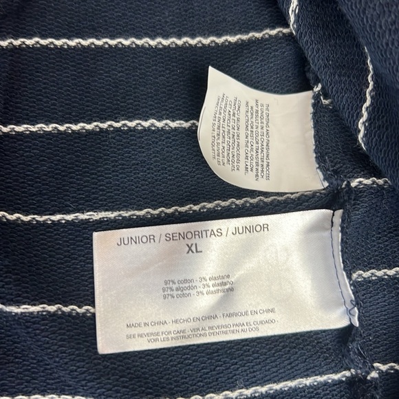 Ella Moss Reese Nautical Striped Pocket Boxy Navy & White Tee SZ XL New - Picture 9 of 13